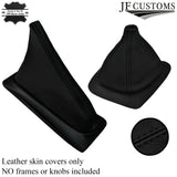 BLACK STITCH LEATHER GEAR+HANDBRAKE GAITER SET OVER RUBBER FOR FIAT X1/9 X19