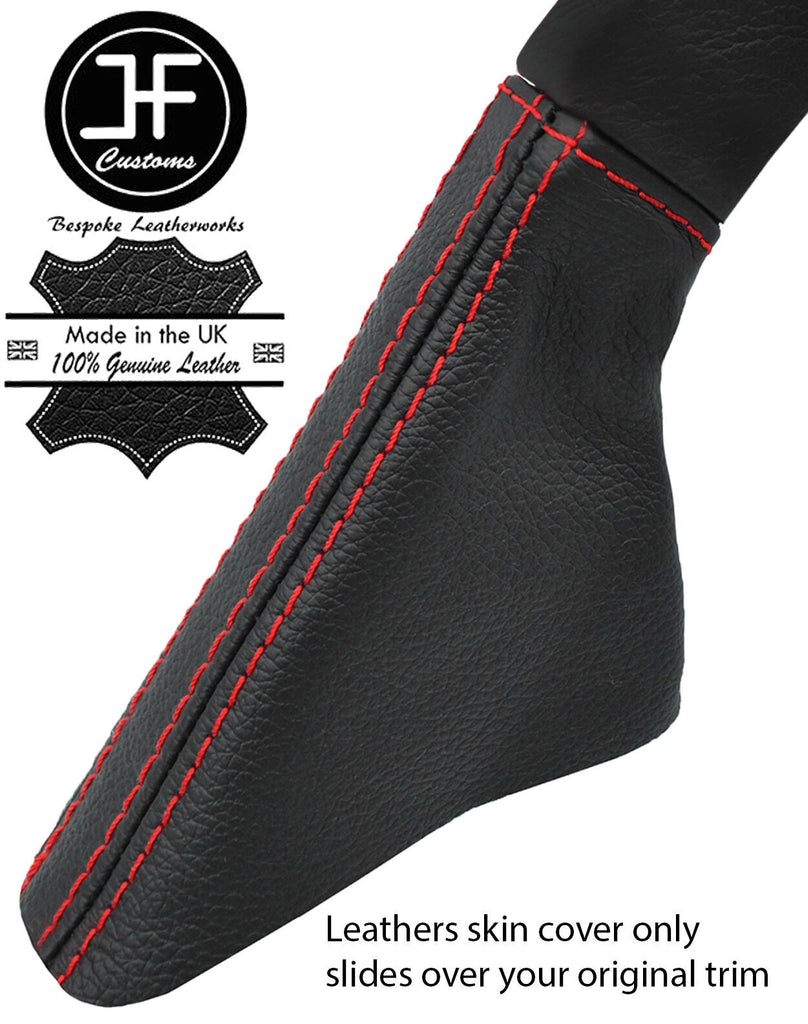 RED STITCHING REAL LEATHER HANDBRAKE GAITER COVER FITS VOLVO 340 360 82-91