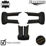 YELLOW STITCH LEATHER COVERED STEERING WHEEL TRIMS+FRAMES FOR FORD MUSTANG 10-14