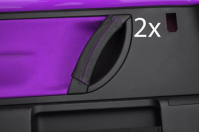 purple stitching FITS VW BEETLE 98-11 BLACK LEATHER 2X DOOR HANDLE COVERS ONLY