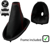 RED STITCH LEATHER GEAR GAITER+PLASTIC FRAME FITS FORD FIESTA MK4 MK5 95-02