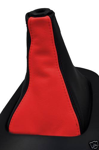 FITS MITSUBISHI EVO 5 6 7 8 GAITER 98-05 BLACK RED LEATHR CUSTOM NEW MADE IN UK
