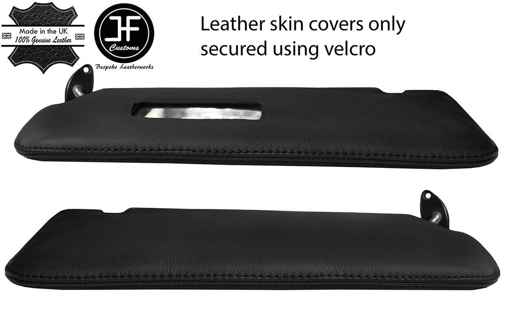 BLACK STITCH 2X SUN VISORS REAL LEATHER COVERS FOR BMW E30 81-92 COUPE