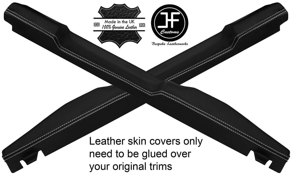 WHITE STITCH 2X CENTRE MID TOP HANDLE TRIM LEATHER COVER FITS DEFENDER 110 CSW