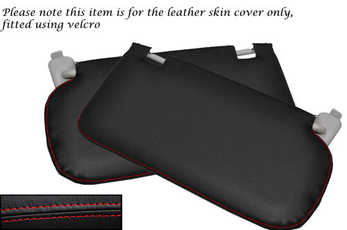 RED STITCH 2X SUN VISORS LEATHER SKIN COVERS FITS MAZDA 2 2007-2012 CUSTOM NEW