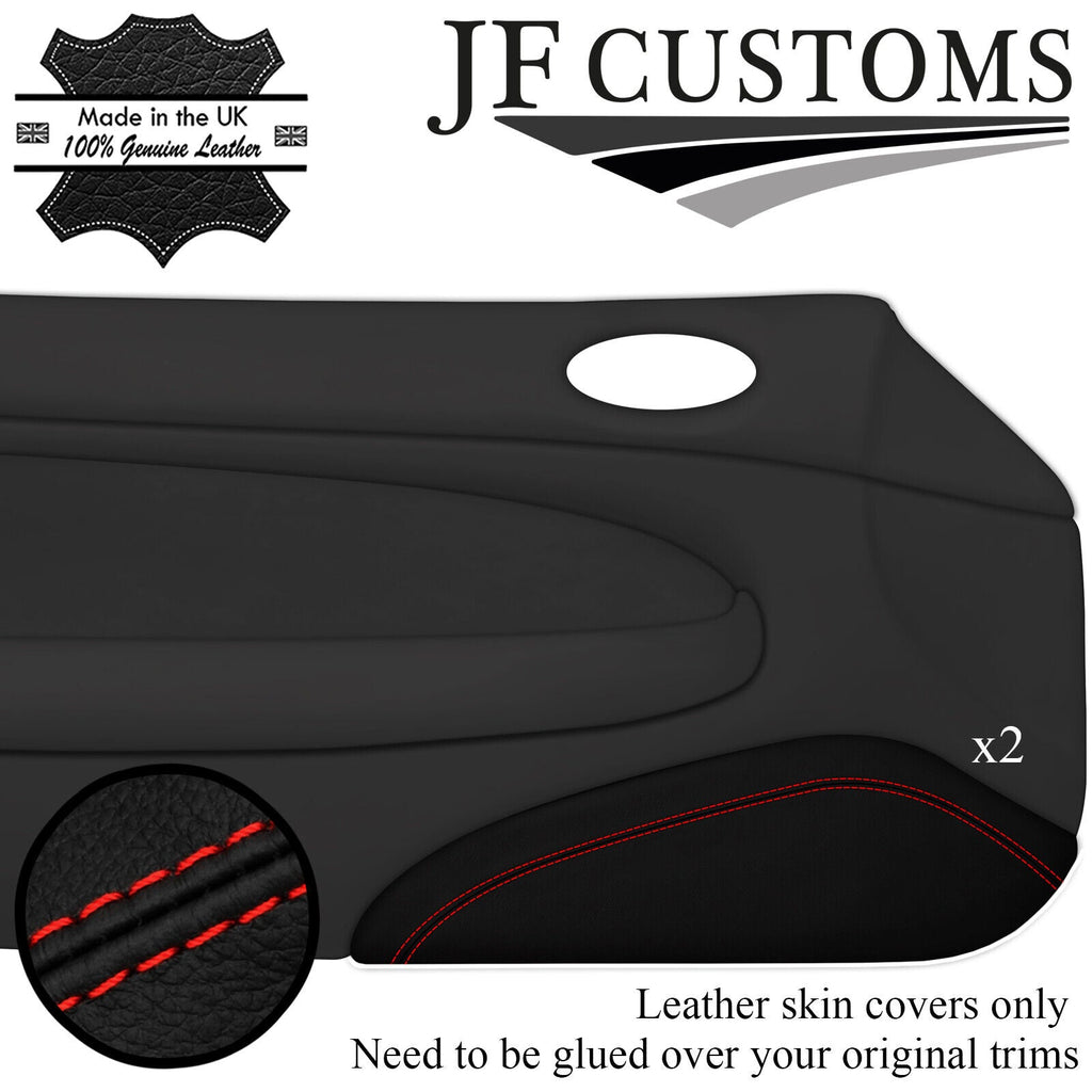 RED STITCH LEATHER 2X LOWER DOOR TRIM COVERS FOR JAGUAR XK8 X100 COUPE 96-04