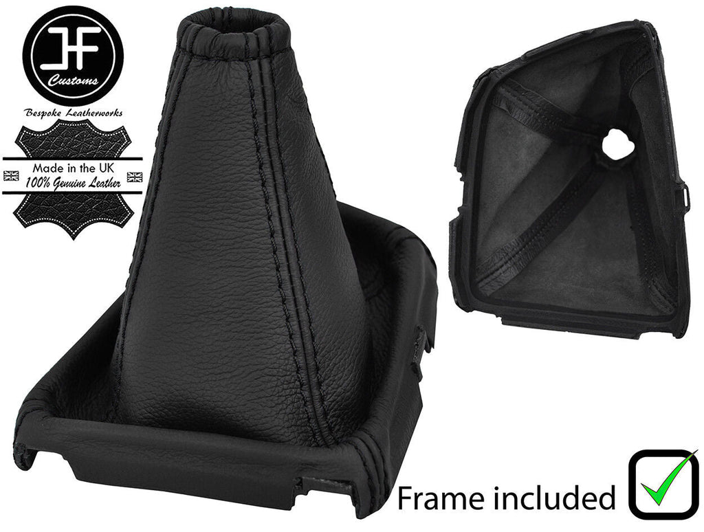 BLACK STITCH MANUAL LEATHER GEAR GAITER+PLASTIC FRAME FITS TOYOTA AURIS 12-15