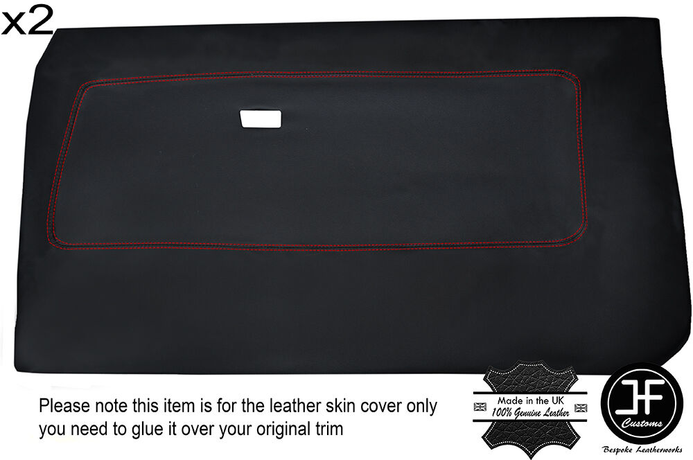RED STITCHING 2X FRONT DOOR CARD LEATHER COVERS FITS BMW 3 SERIES E21 75-84