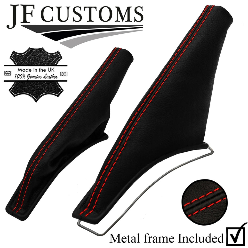 RED STITCH LEATHER HANDBRAKE+METAL FRAME FOR PEUGEOT 206 & 206 CC 98-12