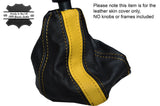 BLACK & YELLOW STRIPE LEATHER SKIN GEAR GAITER FITS FIAT 500 & 500 ABARTH 07-14