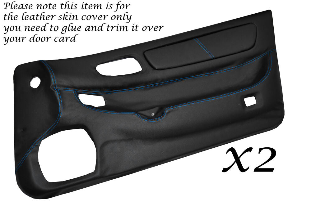 BLUE STITCH 2X DOOR CARDS LEATHER COVERS FITS MITSUBISHI GTO 3000GT 1992-1999