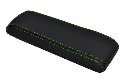 FITS ALFA ROMEO MITO 2009+ BLACK LEATHER ARMREST COVER green stitching