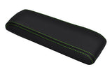 FITS ALFA ROMEO MITO 2009+ BLACK LEATHER ARMREST COVER green stitching