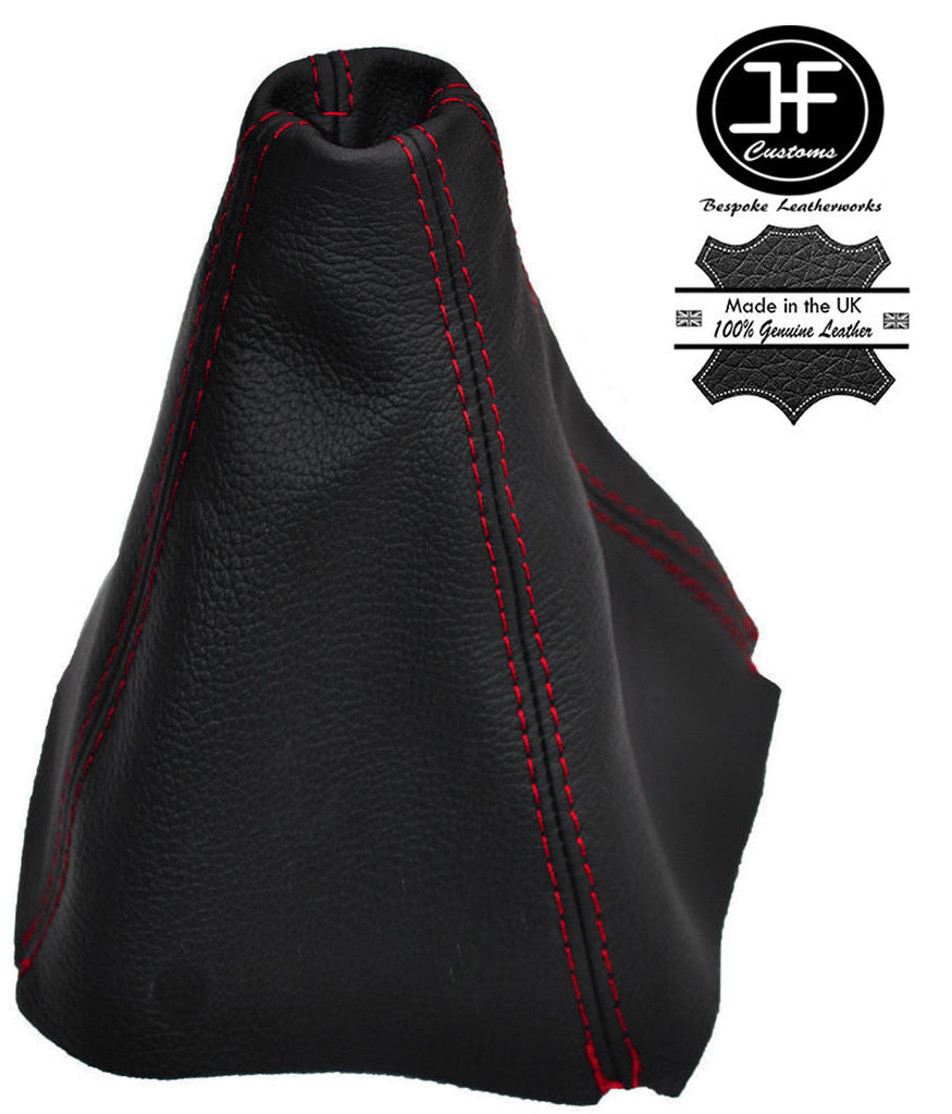 RED STITCH FOR FIAT DOBLO MPV CARGO 2001-2010 BLACK GEAR GAITER REAL LEATHER