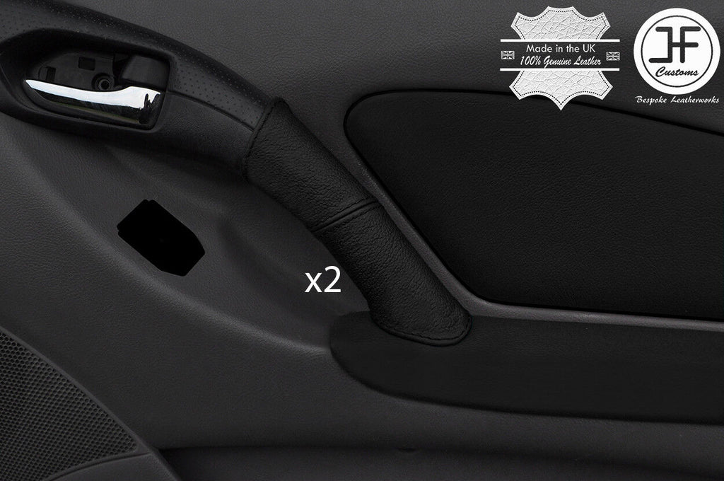 BLACK REAL LEATHER 2X FRONT DOOR HANDLE COVERS FITS TOYOTA CELICA MK7 1999-05