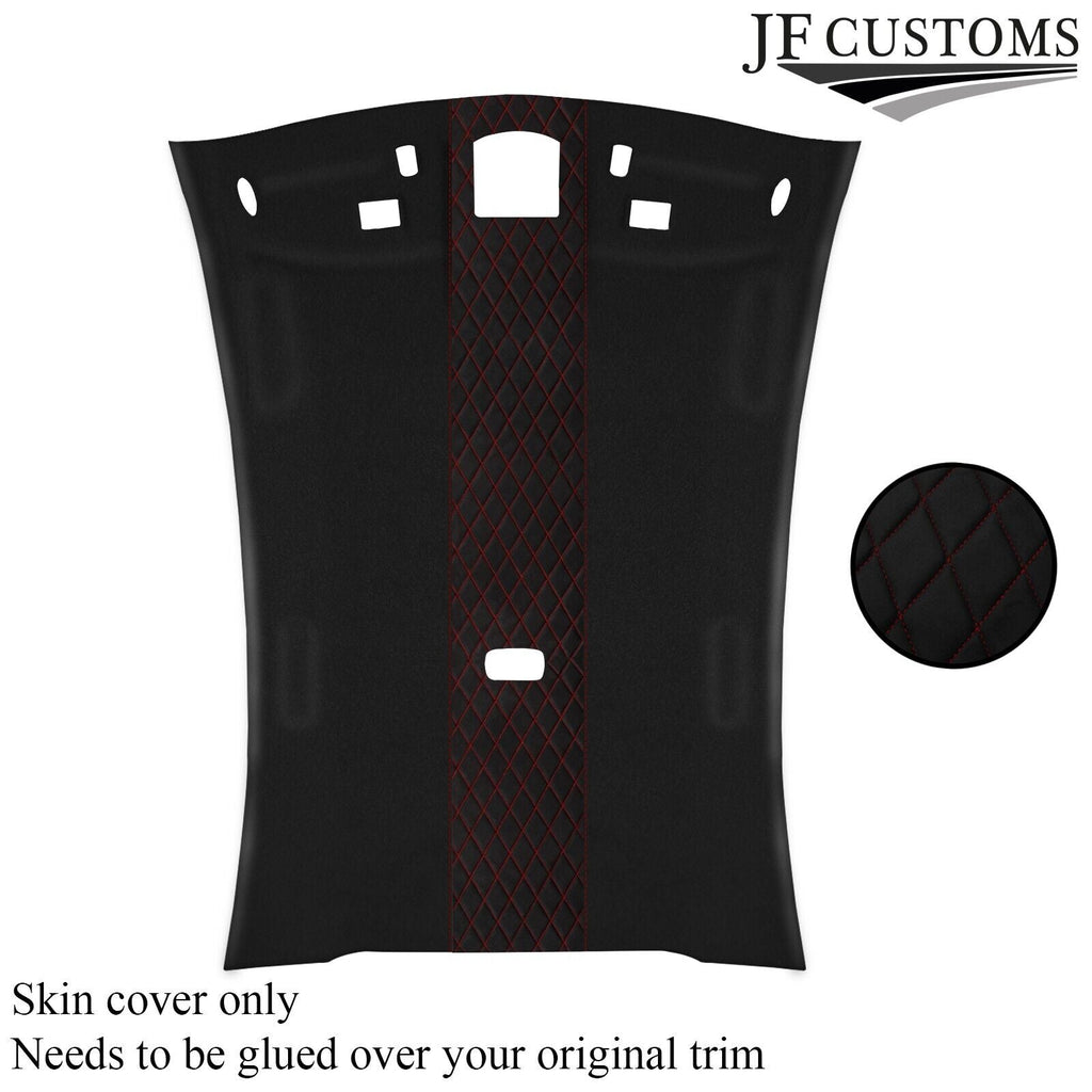 DSG2 D RED DIAMOND STITCH LUXE SUEDE HEADLINER COVER FOR FORD FIESTA MK2 83-89