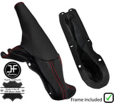 RED STITCH LEATHER HANDBRAKE GAITER+PLASTIC FRAME FOR FORD MUSTANG 1994-2004