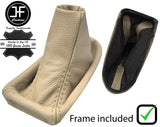 BEIGE LEATHER AUTOMATIC GEAR GAITER+PLASTIC FRAME FOR MERCEDES CLS W219 04-10