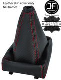 RED STITCHING CARBON FIBER VINYL GEAR GAITER FITS PEUGEOT 306 1993-2002