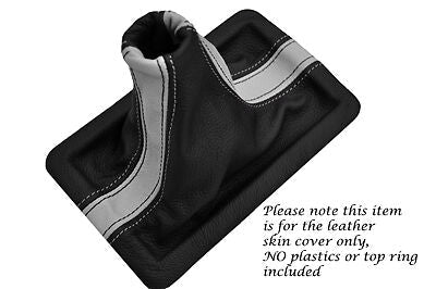 WHITE & BLACK FITS FORD MUSTANG 2005-2009 REAL LEATHER SHIFT BOOT ONLY TWO TONE