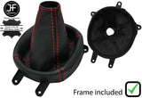 RED STITCH LEATHER GEAR GAITER+FRAME FOR MITSUBISHI LANCER EVO 7 8 9 6SPEED