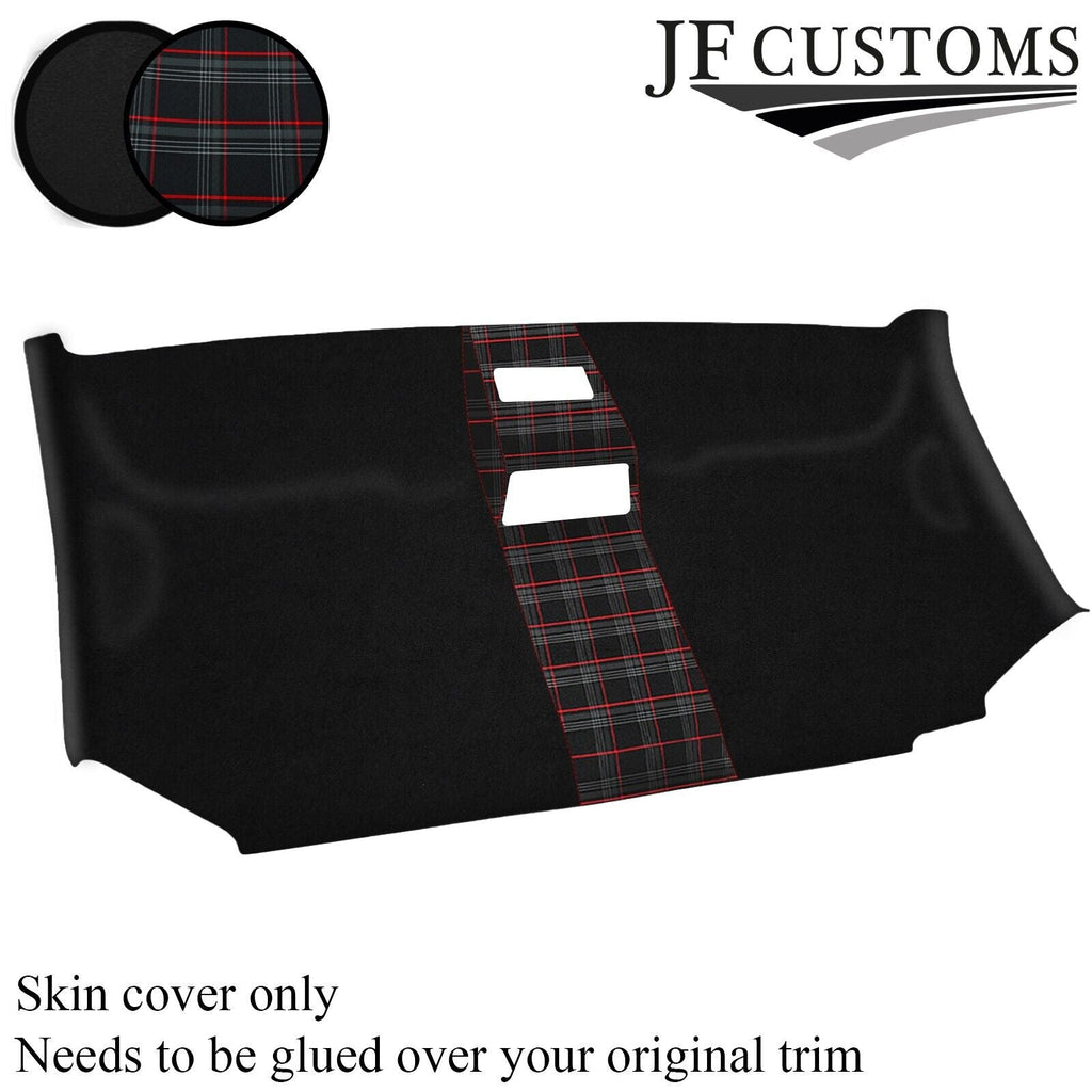 RED STITCH TARTAN SUEDE FRONT HEADLINER COVER FOR VW T5 TRANSPORTER MADE IN UK