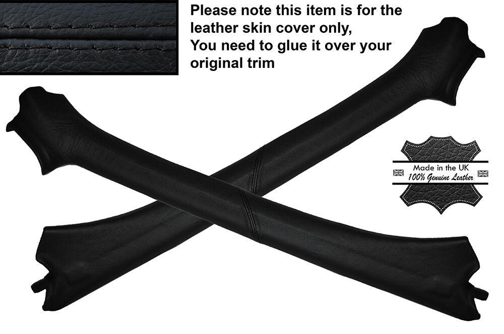 BLACK STITCHING 2X A POST PILLAR LEATHER SKIN COVERS FITS VW GOLF MK3 III CABRIO