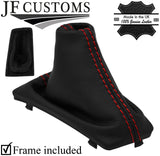 RED  STITCH LEATHER AUTOMATIC GEAR GAITER+PLASTIC FRAME FOR HYUNDAI IX20 15-20