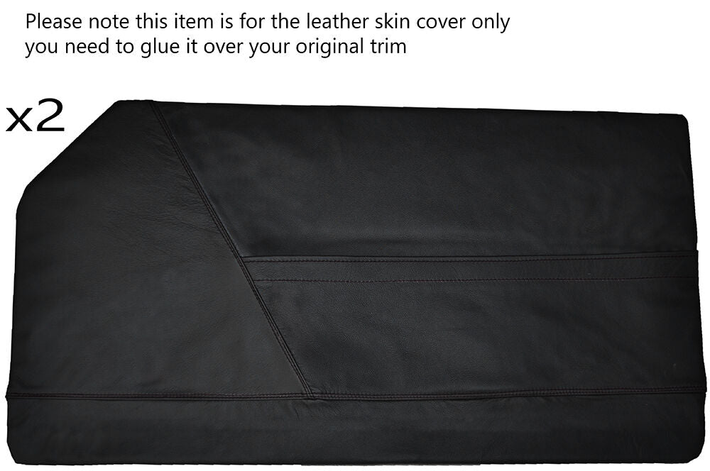 BLACK STITCHING 2X FULL DOOR CARD LEATHER SKIN COVERS FITS BOND EQUIPE