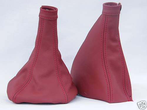 FITS ALFA ROMEO 156 GEAR + HANDBRAKE GAITER DARK RED LEATHER CUSTOM NEW
