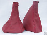 FITS ALFA ROMEO 156 GEAR + HANDBRAKE GAITER DARK RED LEATHER CUSTOM NEW