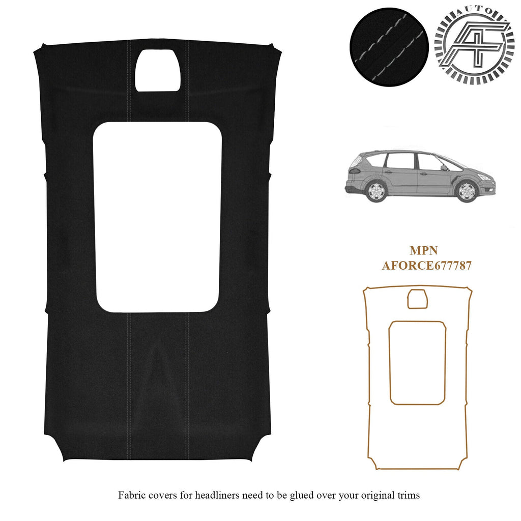 LUXE SUEDE HEADLINER WITH SUNROOF COVER FITS FORD S-MAX 2010 - 2015 MADE IN UK