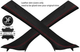 RED STITCH 2X A PILLAR REAL LEATHER COVERS FITS BMW X5 E70 2007-2013 CUSTOM NEW