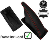 RED STITCH LEATHER HANDBRAKE WITH PLASTIC FRAME FITS FORD CAPRI MK3 1978-1987