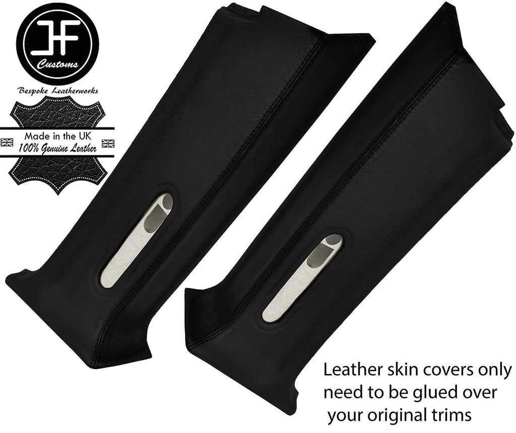 BLACK STITCH LEATHER 2X REAR D  PILLAR COVERS FITS RANGE ROVER P38 1994-2002