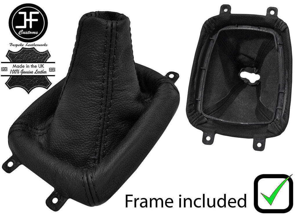 BLACK STITCH LEATHER GEAR GAITER+PLASTIC FRAME FITS MITSUBISHI GALANT 1992-1998
