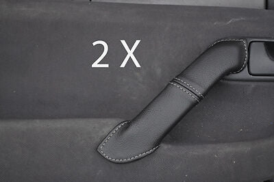 grey stitch FITS VW LUPO 98-05 2X FRONT DOOR HANDLE LEATHER COVERS CUSTOM NEW