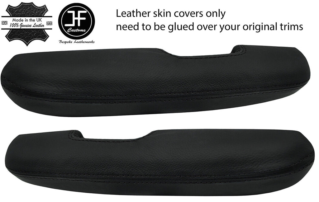 BLACK STITCH 2X DOOR HANDLE ARMREST LEATHER COVERS FITS FORD MUSTANG 1967-1968