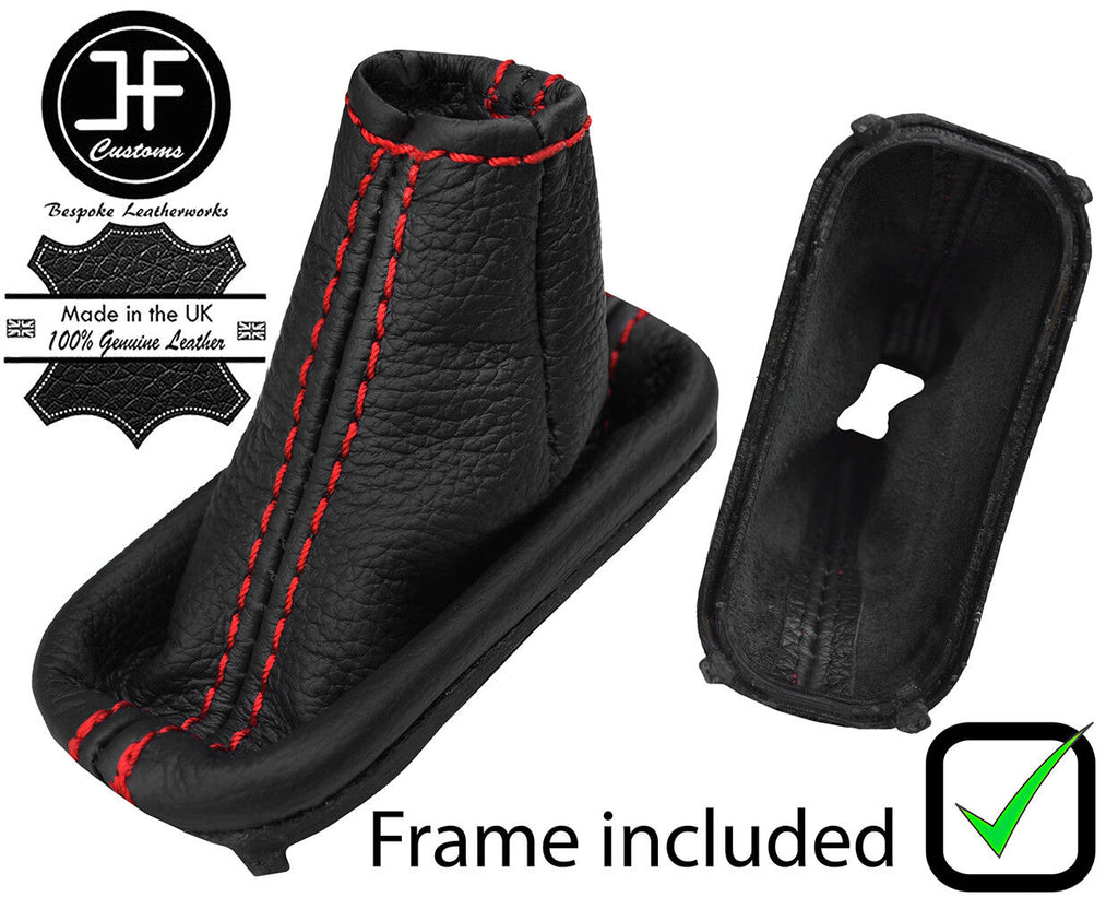 RED STITCH LEATHER AUTOMATIC GEAR GAITER+PLASTIC FRAME FITS VOLVO V70 96-00