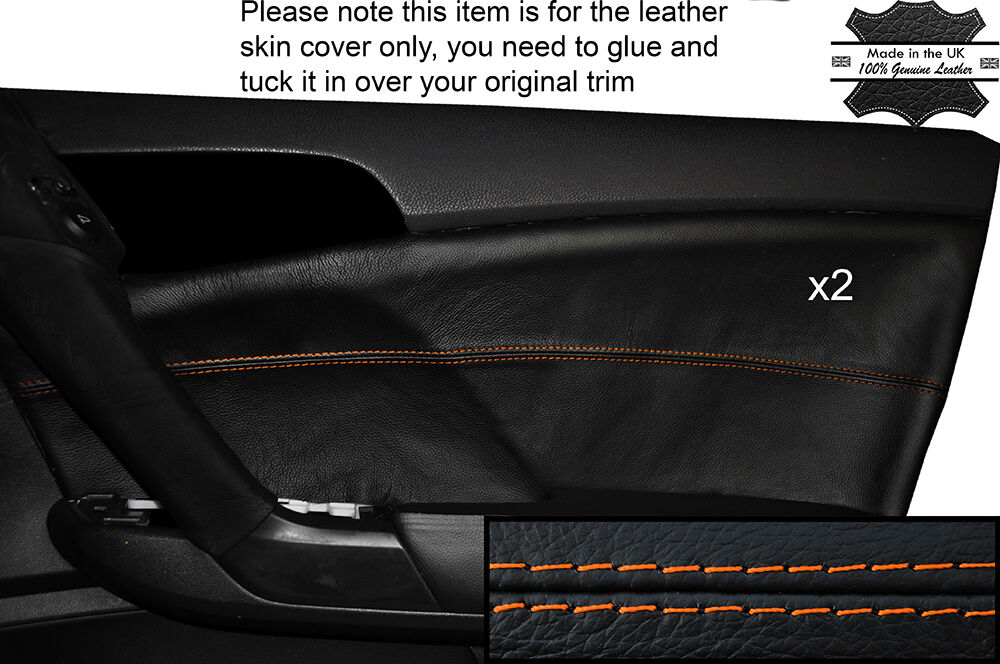 ORANGE STITCHING 2X FRONT DOOR CARD TRIM SKIN COVER FITS HONDA ACCORD MK8 08-12