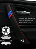 RED STITCH TRI STRIPE 2X FRONT DOOR HANDLE TRIM LEATHER COVER FOR BMW E87 DSG 2