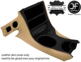 BLACK & OAK  LEATHER CONSOLE SHIFT BEZEL SURROUND COVER FOR CORVETTE C5 97-04