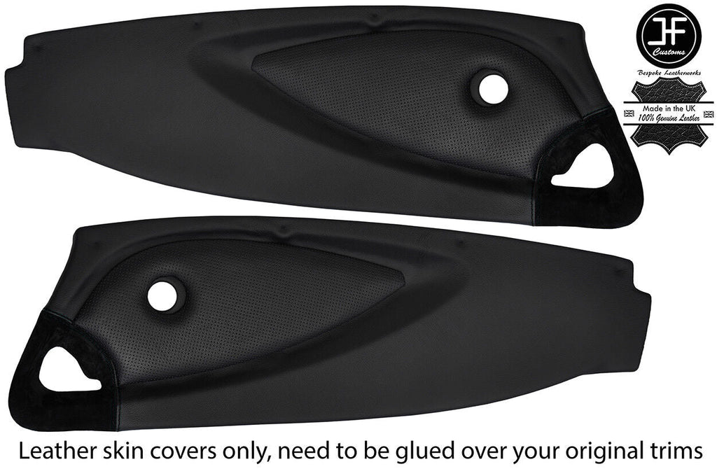 BLACK STITCH 2X FULL DOOR CARD LEATHER & SUEDE COVERS FOR LOTUS ELISE EXIGE S2