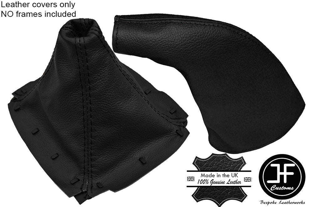 BLACK LEATHER BLACK STITCH GEAR & HANDBRAKE GAITER FITS MAZDA MX5 MK1 89-97