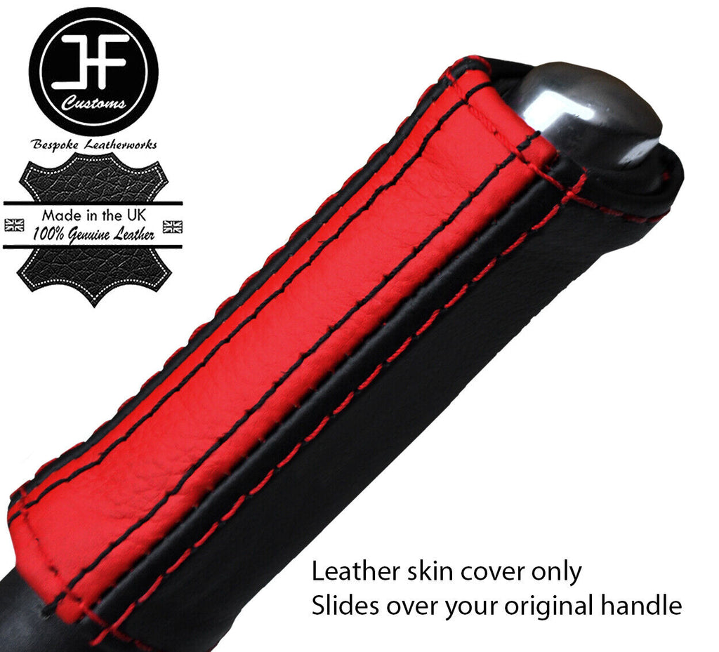 BLACK& RED STRIPE LEATHER HANDBRAKE HANDLE COVER FOR RENAULT LAGUNA MK2 01-05