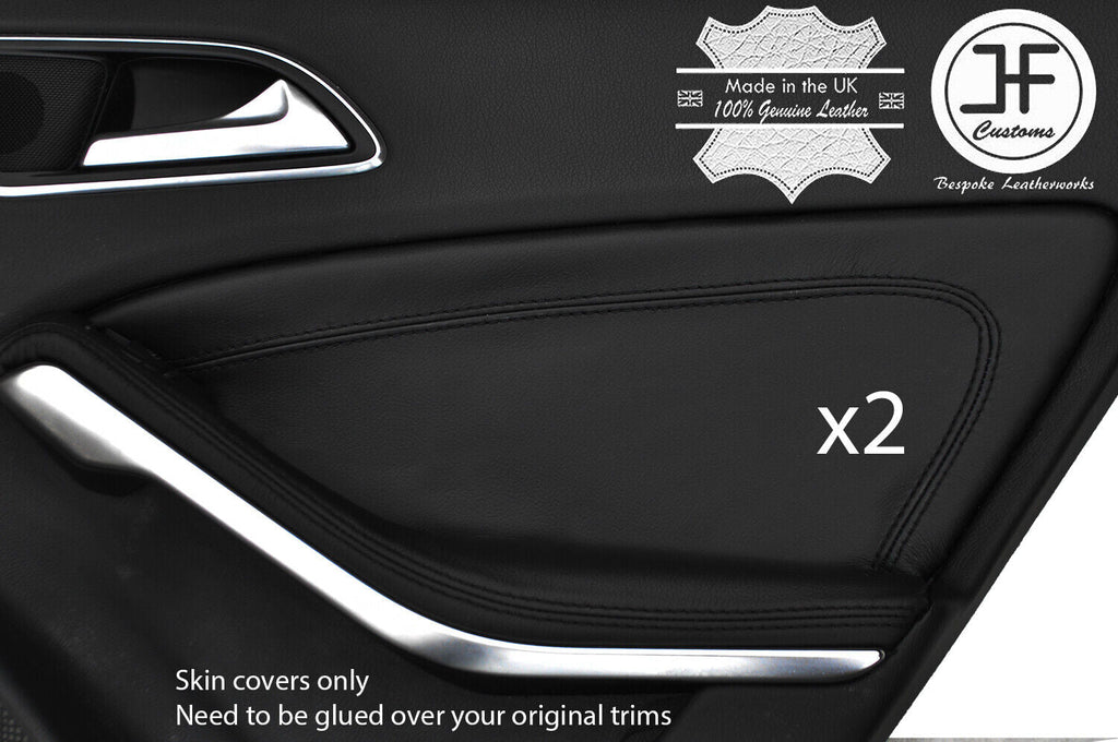 BLACK STITCH 2X REAR DOOR CARD TRIM LEATHER COVER FOR MERCEDES GLA CLASS 14-19