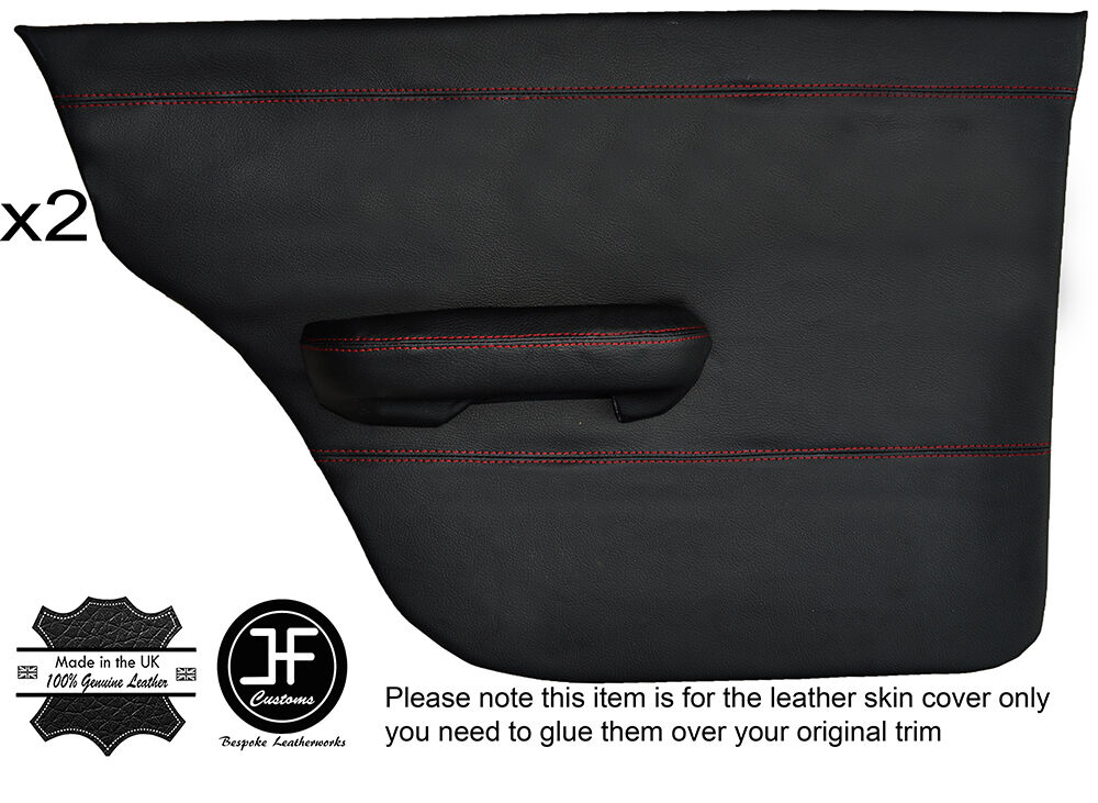 RED STITCH 2X REAR FULL DOOR CARD LEATHER COVERS FITS TRIUMPH DOLOMITE SALOON
