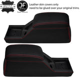 RED STITCH CONSOLE & ARMREST LEATHER COVERS FOR FORD ESCORT RS COSWORTH 92-96