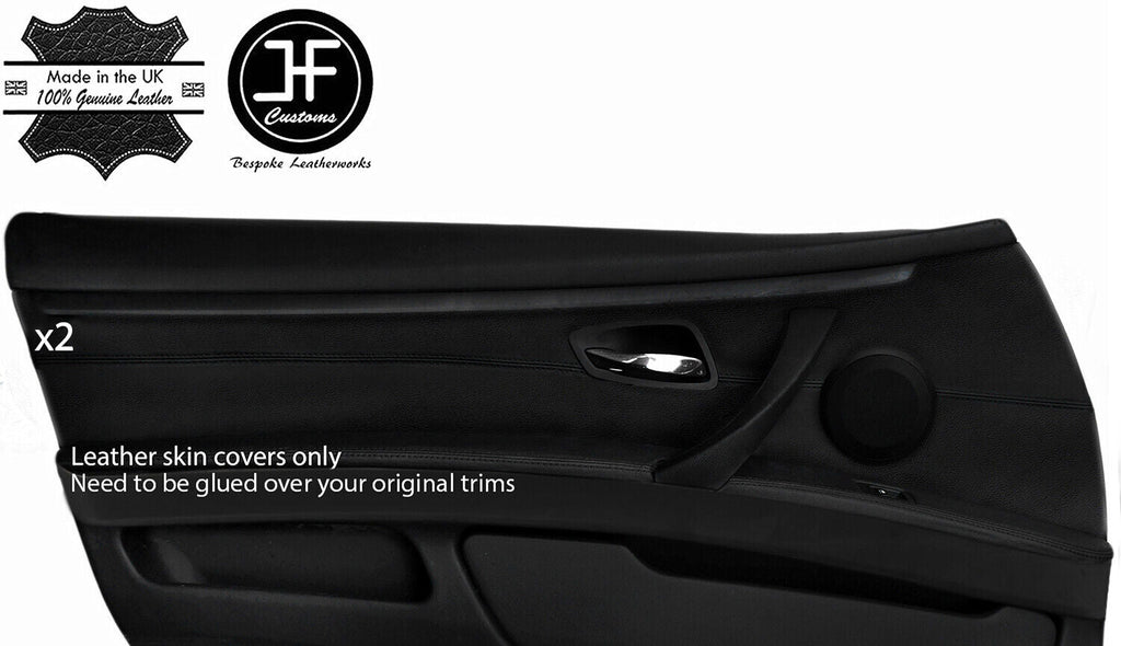 BLACK STITCH 2X FRONT DOOR CARD TRIM LEATHER COVERS FOR BMW 3 E92 E93 2 DOOR