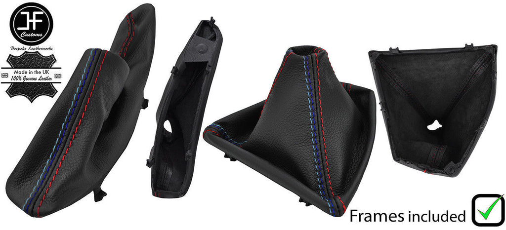 RED & TRI STITCH LEATHER GAITER SET + PLASTIC FRAME FOR BMW F32 F33 F36
